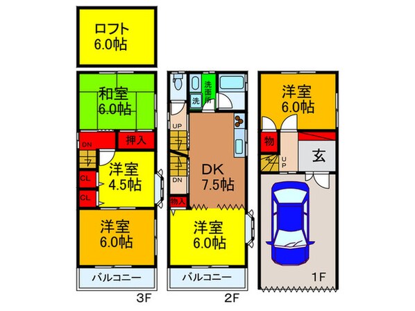 出口３丁目戸建貸家の物件間取画像